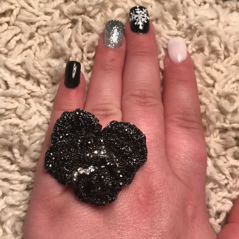 Large Black Rose Ring
